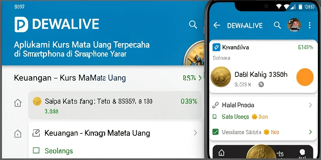 Antarmuka utama DEWALIVE menampilkan nilai tukar mata uang secara jelas.