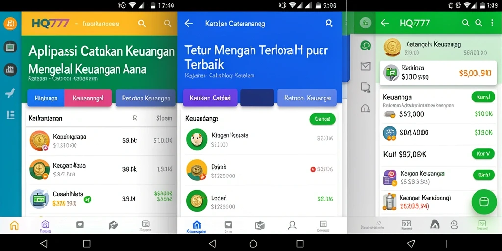 Antarmuka aplikasi HQ777 menampilkan catatan keuangan yang rapi dan mudah dipahami.