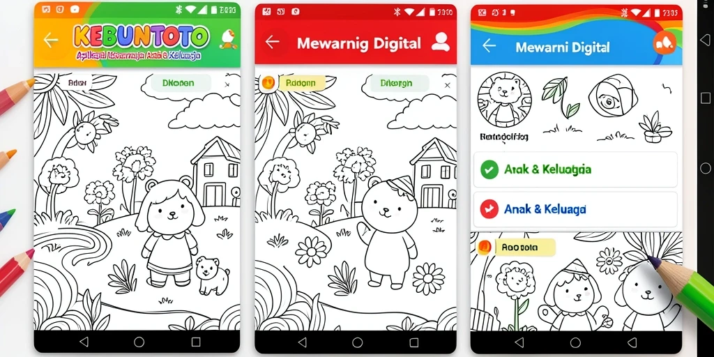Tampilan antarmuka KEBUNTOTO dengan fitur mewarnai digital yang menarik.