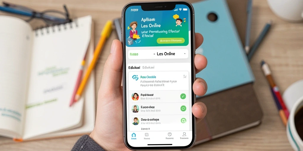Tampilan antarmuka aplikasi RR89 yang modern dan interaktif untuk Les Online.
